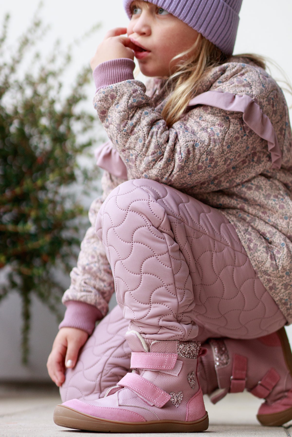 Theo Pink Heart Barfodsvinterstøvle