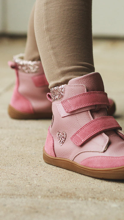 Theo Pink Heart Barfodsvinterstøvle
